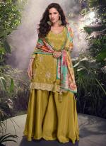 Shimmer Olive Wedding Wear Embroidery Work Readymade Plazzo Suit